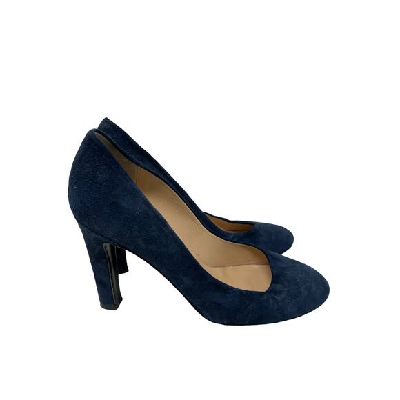 Diane von Furstenberg Pumps Womens 7 Classic Heels Navy Suede Round Toe DVF - Picture 1 of 9